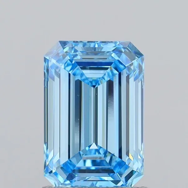 1.54ct EMERALD Fancy Vivid Blue VS1 Coloured Lab diamond