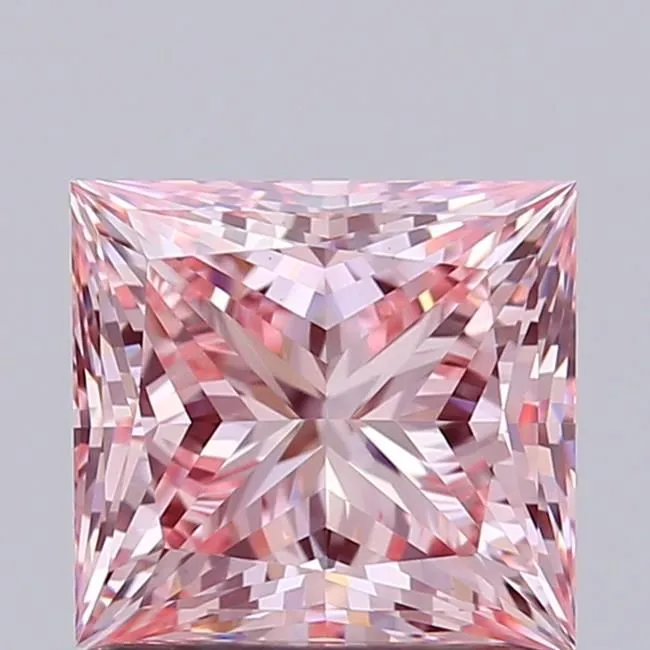 1.22ct PRINCESS Fancy Intense Pink VVS2 Coloured Lab diamond
