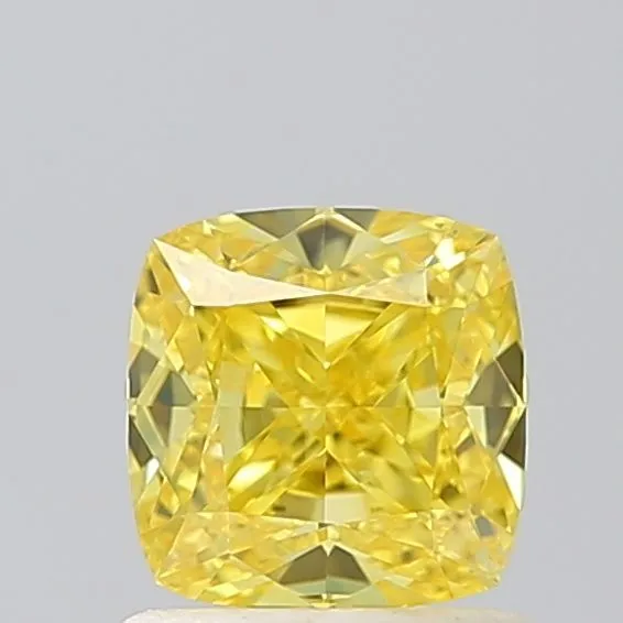 1.00ct CUSHION Fancy Vivid Yellow VS1 Coloured Lab diamond