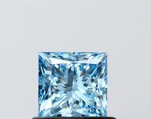 0.7ct PRINCESS Fancy Vivid Blue VVS2 Coloured Lab diamond