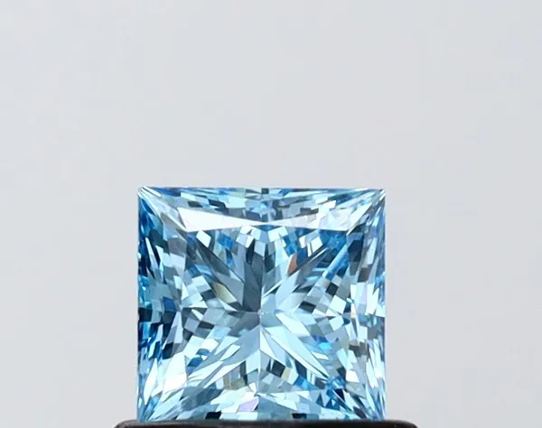 0.7ct PRINCESS Fancy Vivid Blue VVS2 Coloured Lab diamond