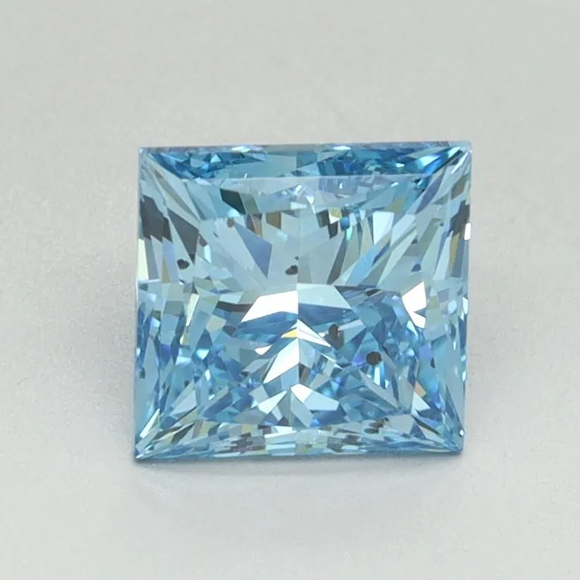 1.58ct PRINCESS Fancy Vivid Blue SI2 Coloured Lab diamond