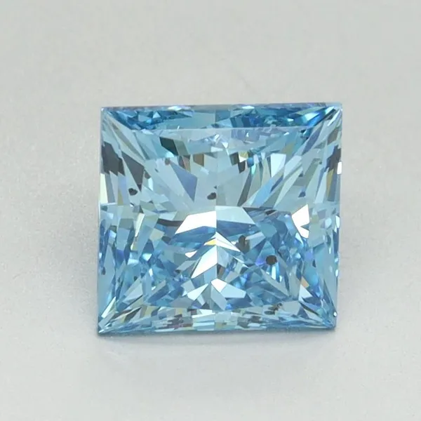 1.58ct PRINCESS Fancy Vivid Blue SI2 Coloured Lab diamond