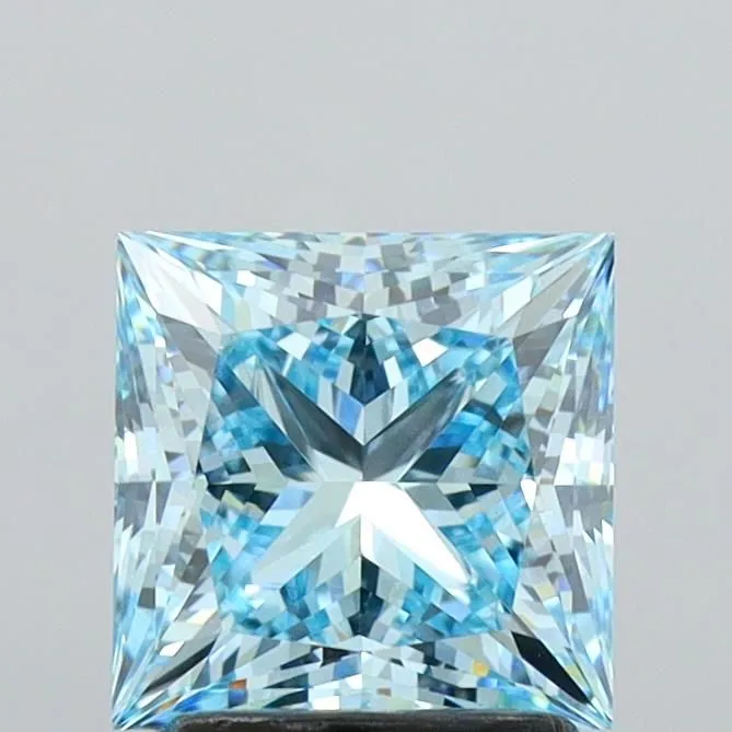 2.23ct PRINCESS Fancy Vivid Blue VVS2 Coloured Lab diamond