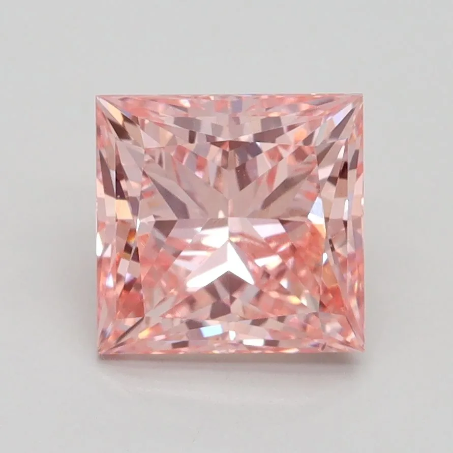 2.02ct PRINCESS Fancy Intense Pink VS2 Coloured Lab diamond