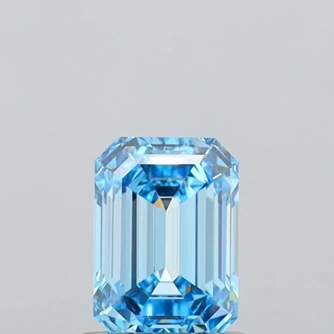 1.02ct EMERALD Fancy Vivid Blue VVS2 Coloured Lab diamond