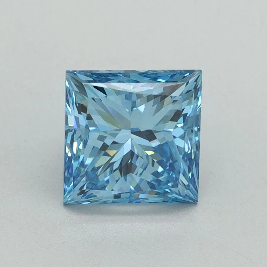 1.65ct PRINCESS Fancy Vivid Blue VVS2 Coloured Lab diamond