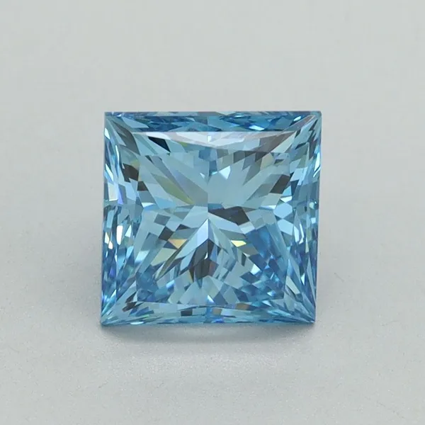 1.65ct PRINCESS Fancy Vivid Blue VVS2 Coloured Lab diamond