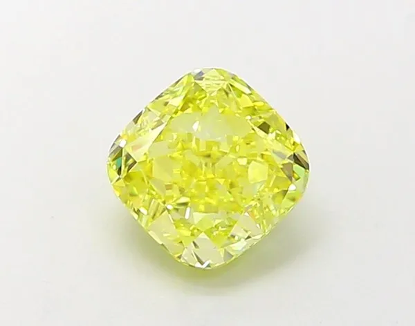 1.08ct CUSHION Fancy Vivid Yellow VVS2 Coloured Lab diamond