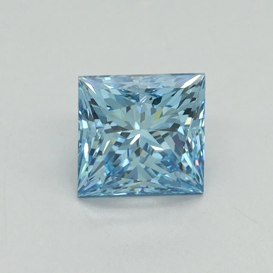 1.15ct PRINCESS Fancy Vivid Blue VVS2 Coloured Lab diamond