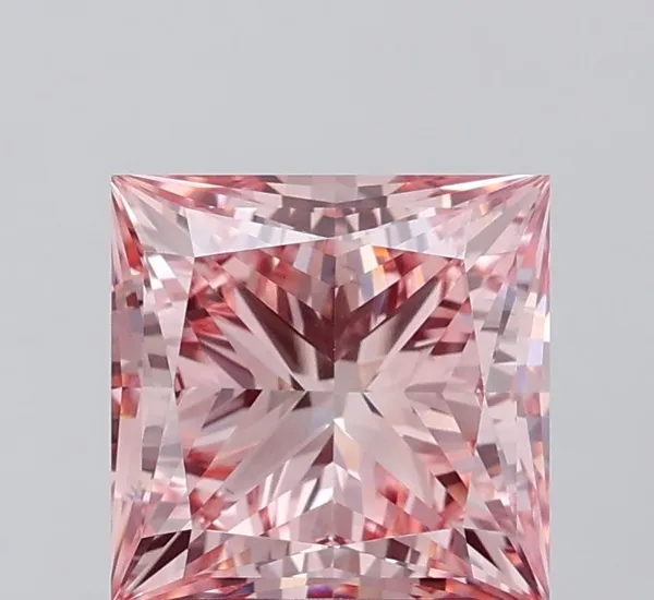 3.08ct PRINCESS Fancy Intense Pink VS1 Coloured Lab diamond