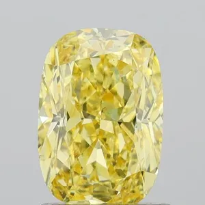 1.08ct CUSHION Fancy Intense Yellow VS2 Coloured Lab diamond