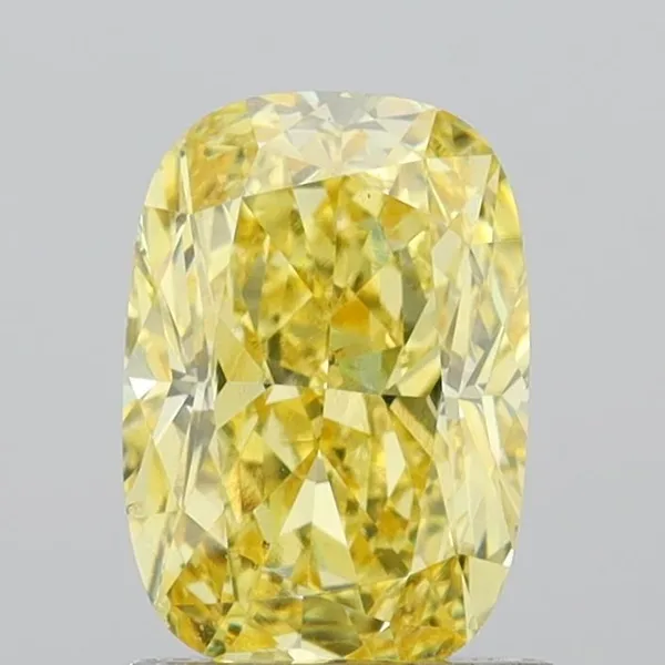1.08ct CUSHION Fancy Intense Yellow VS2 Coloured Lab diamond
