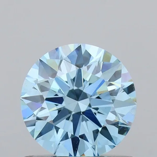0.74ct ROUND Fancy Vivid Blue VS1 Coloured Lab diamond