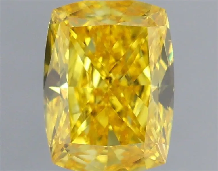 1.00ct CUSHION Fancy Vivid Yellow VVS2 Coloured Lab diamond