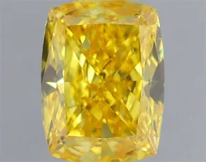 1ct CUSHION Fancy Vivid Yellow VVS2 Coloured Lab diamond