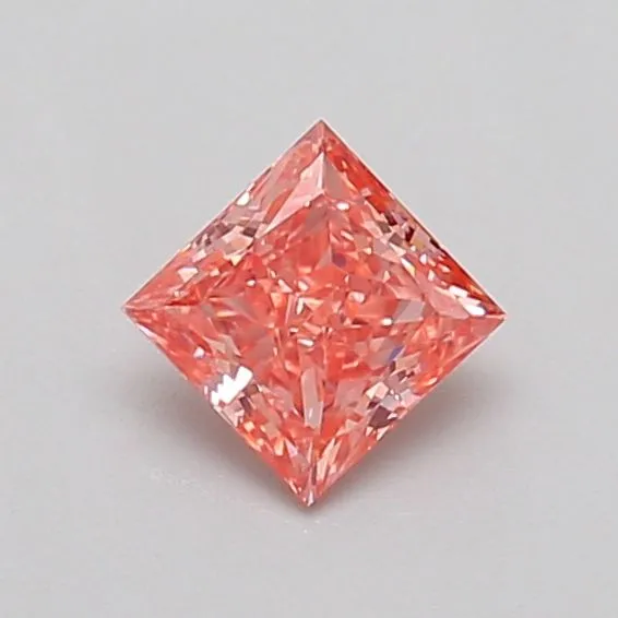 0.43ct PRINCESS Fancy Vivid Orangey Pink VVS2 Coloured Lab diamond