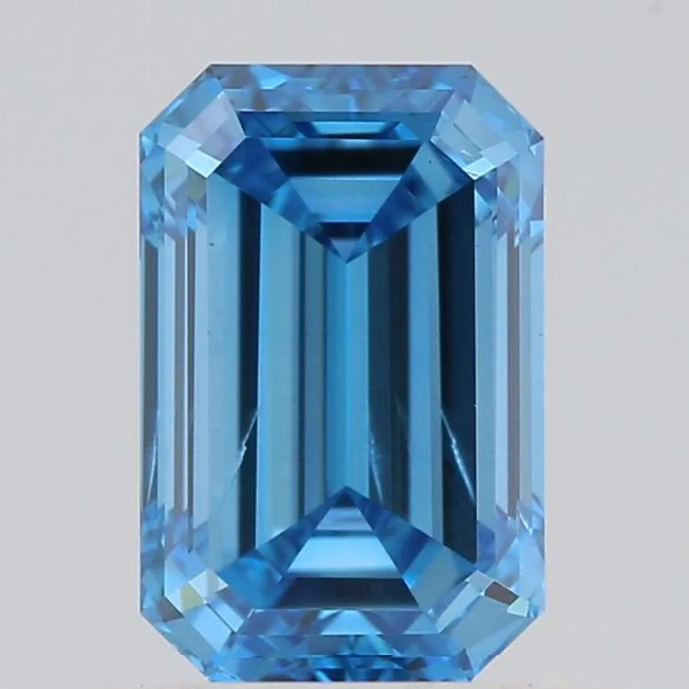 1.00ct EMERALD Fancy Vivid Blue SI1 Coloured Lab diamond