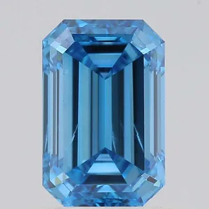 1ct EMERALD Fancy Vivid Blue SI1 Coloured Lab diamond