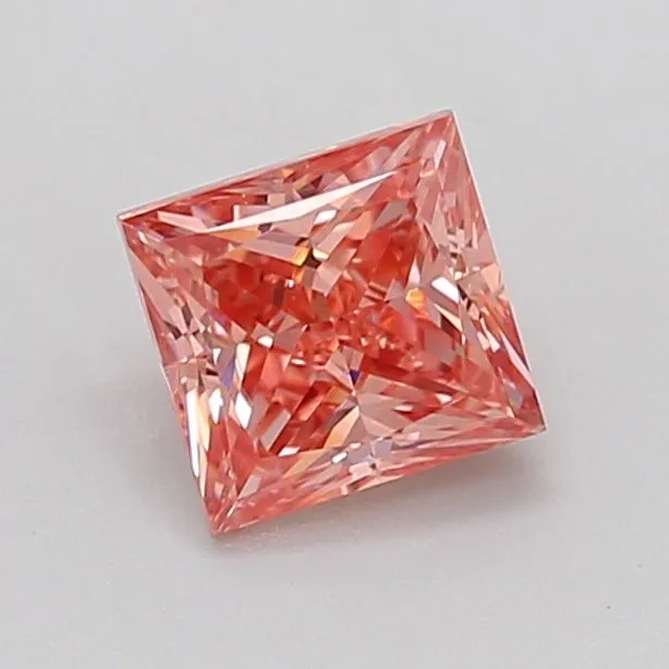 0.90ct PRINCESS Fancy Vivid Pink VS2 Coloured Lab diamond