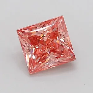 0.9ct PRINCESS Fancy Vivid Pink VS2 Coloured Lab diamond