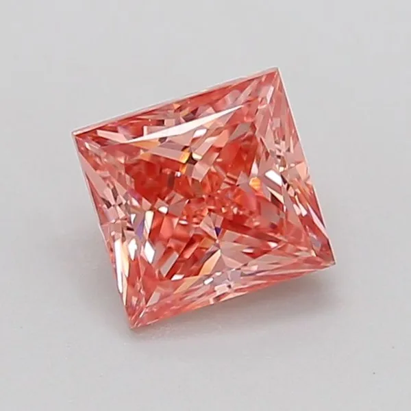 0.9ct PRINCESS Fancy Vivid Pink VS2 Coloured Lab diamond