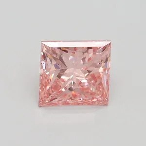 0.9ct PRINCESS Fancy Vivid Pink VS2 Coloured Lab diamond