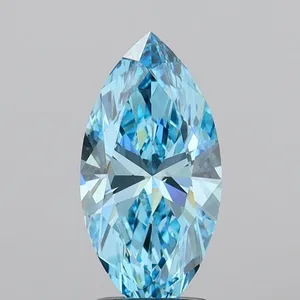 1.76ct MARQUISE Fancy Vivid Blue VVS2 Coloured Lab diamond