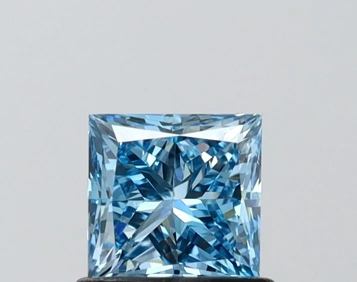 0.86ct PRINCESS Fancy Vivid Blue VVS2 Coloured Lab diamond