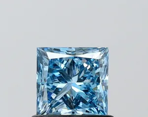 0.86ct PRINCESS Fancy Vivid Blue VVS2 Coloured Lab diamond