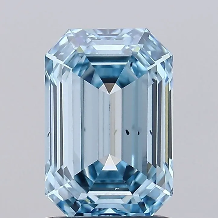 0.92ct EMERALD Fancy Intense Blue VS2 Coloured Lab diamond