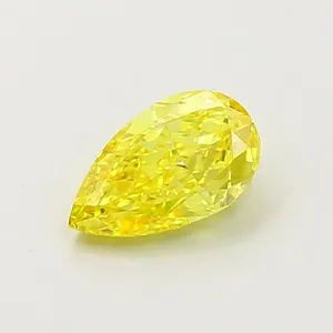 0.56ct PEAR Fancy Vivid Yellow VS1 Coloured Lab diamond