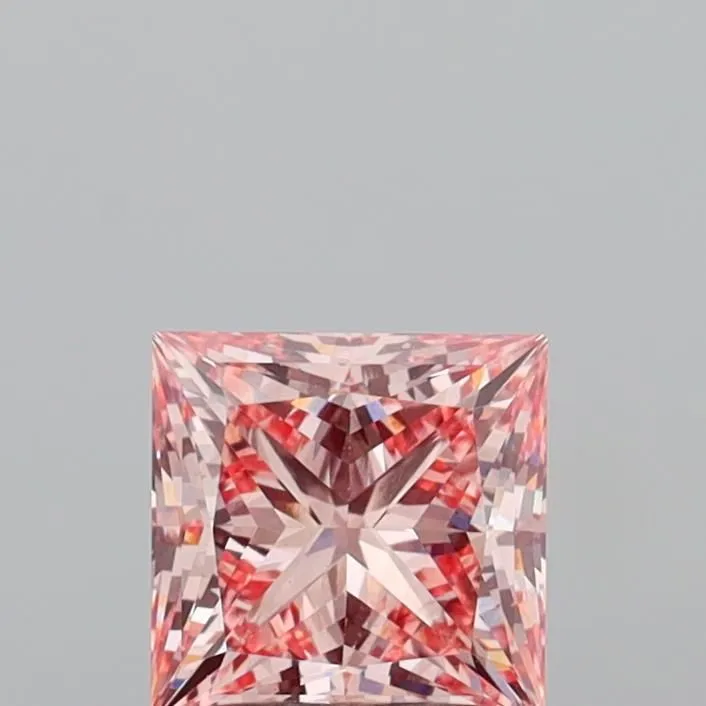 1.55ct PRINCESS Fancy Intense Pink VS1 Coloured Lab diamond