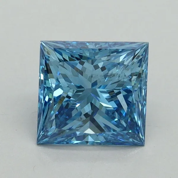 1.53ct PRINCESS Fancy Vivid Blue SI1 Coloured Lab diamond