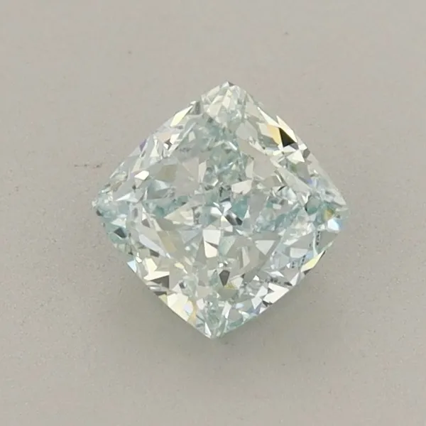 0.7ct CUSHION Fancy Intense Green Blue VVS2 Coloured Lab diamond