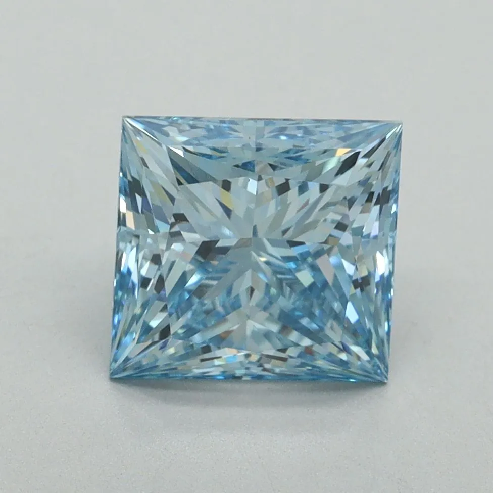 2.39ct PRINCESS Fancy Vivid Blue VS1 Coloured Lab diamond