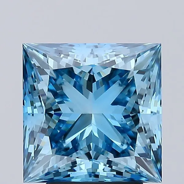 3.64ct PRINCESS Fancy Vivid Blue VS1 Coloured Lab diamond