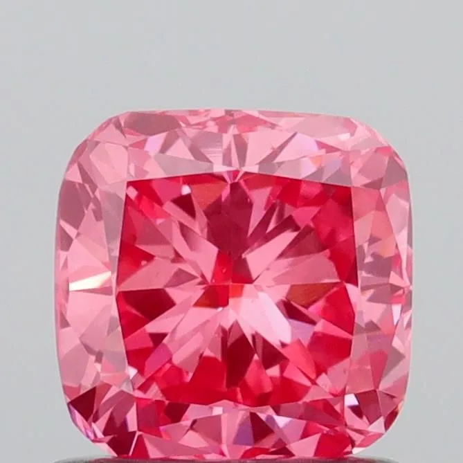0.88ct CUSHION Fancy Vivid Pink VS1 Coloured Lab diamond