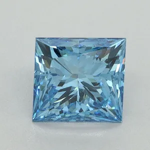 1.55ct PRINCESS Fancy Vivid Blue VS2 Coloured Lab diamond