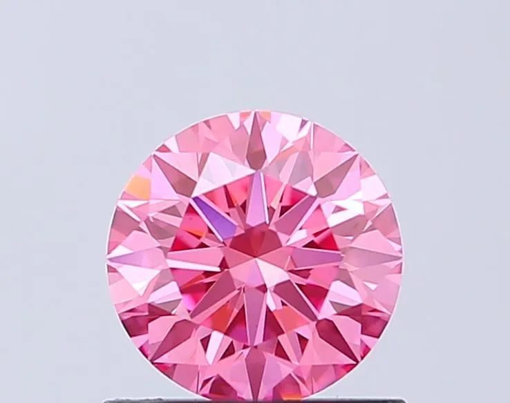 0.82ct ROUND Fancy Vivid Pink VVS2 Coloured Lab diamond