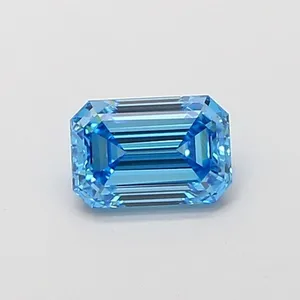 0.99ct EMERALD Fancy Vivid Blue VVS2 Coloured Lab diamond