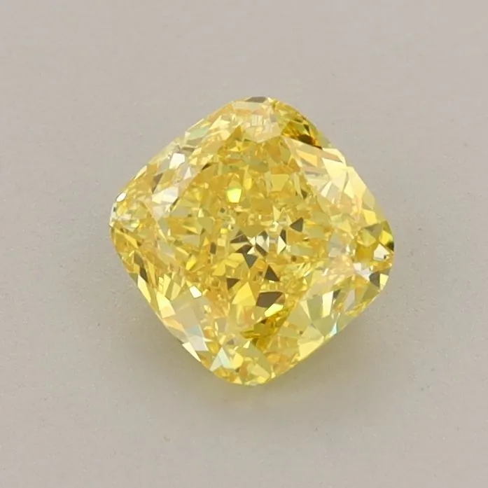 0.69ct CUSHION Fancy Vivid Yellow VVS1 Coloured Lab diamond