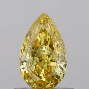0.78ct PEAR Fancy Vivid Yellow SI2 Coloured Lab diamond