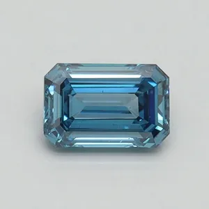 0.5ct EMERALD Fancy Vivid Blue SI1 Coloured Lab diamond