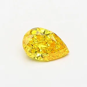 0.37ct PEAR Fancy Vivid Yellow VVS1 Coloured Lab diamond