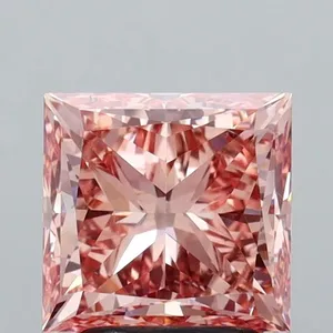 3.04ct PRINCESS Fancy Vivid Brownish Pink VS2 Coloured Lab diamond