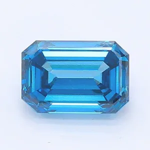 0.9ct EMERALD Fancy Vivid Blue VS2 Coloured Lab diamond
