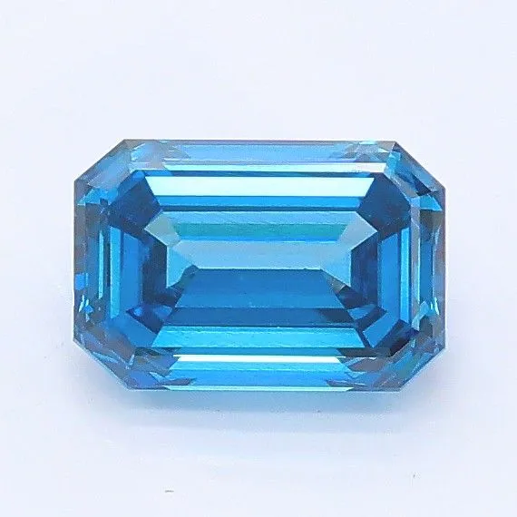 0.9ct EMERALD Fancy Vivid Blue VS2 Coloured Lab diamond
