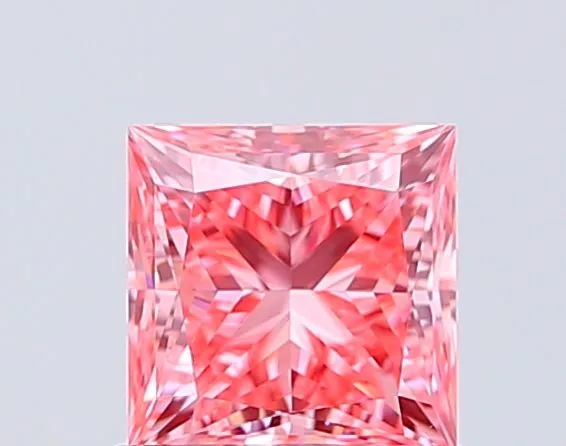 1ct PRINCESS Fancy Vivid Pink VVS2 Coloured Lab diamond