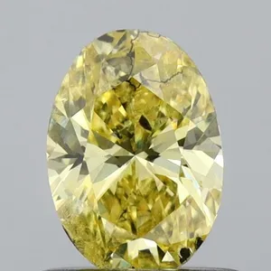 0.62ct OVAL Fancy Vivid Yellow I1 Coloured Lab diamond